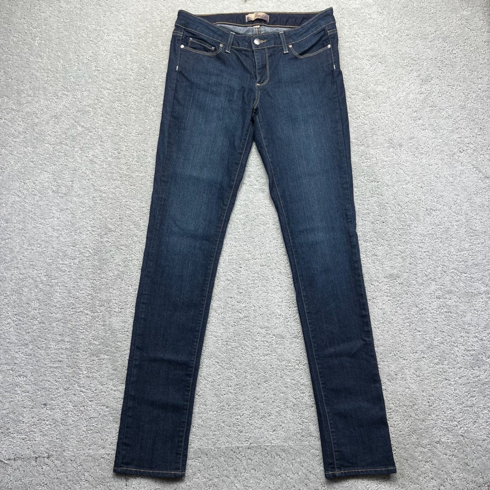 Paige Peg Skinny Jeans Womens 29 Blue Denim Dark Wash Low Rise Slim Fit Casual